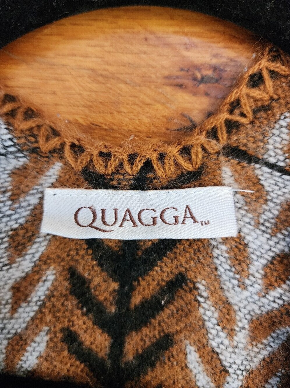 Aztec Open-Front Poncho in Rust and Gray - Picture 7 of 8